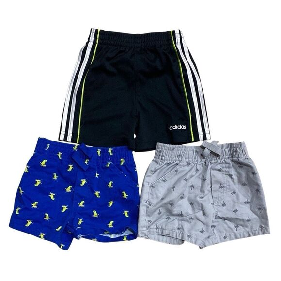 Adidas & Garanimals Boys Shorts Bundle 12M Athletic, Dino, Palm Tree Summer Set - Picture 1 of 8